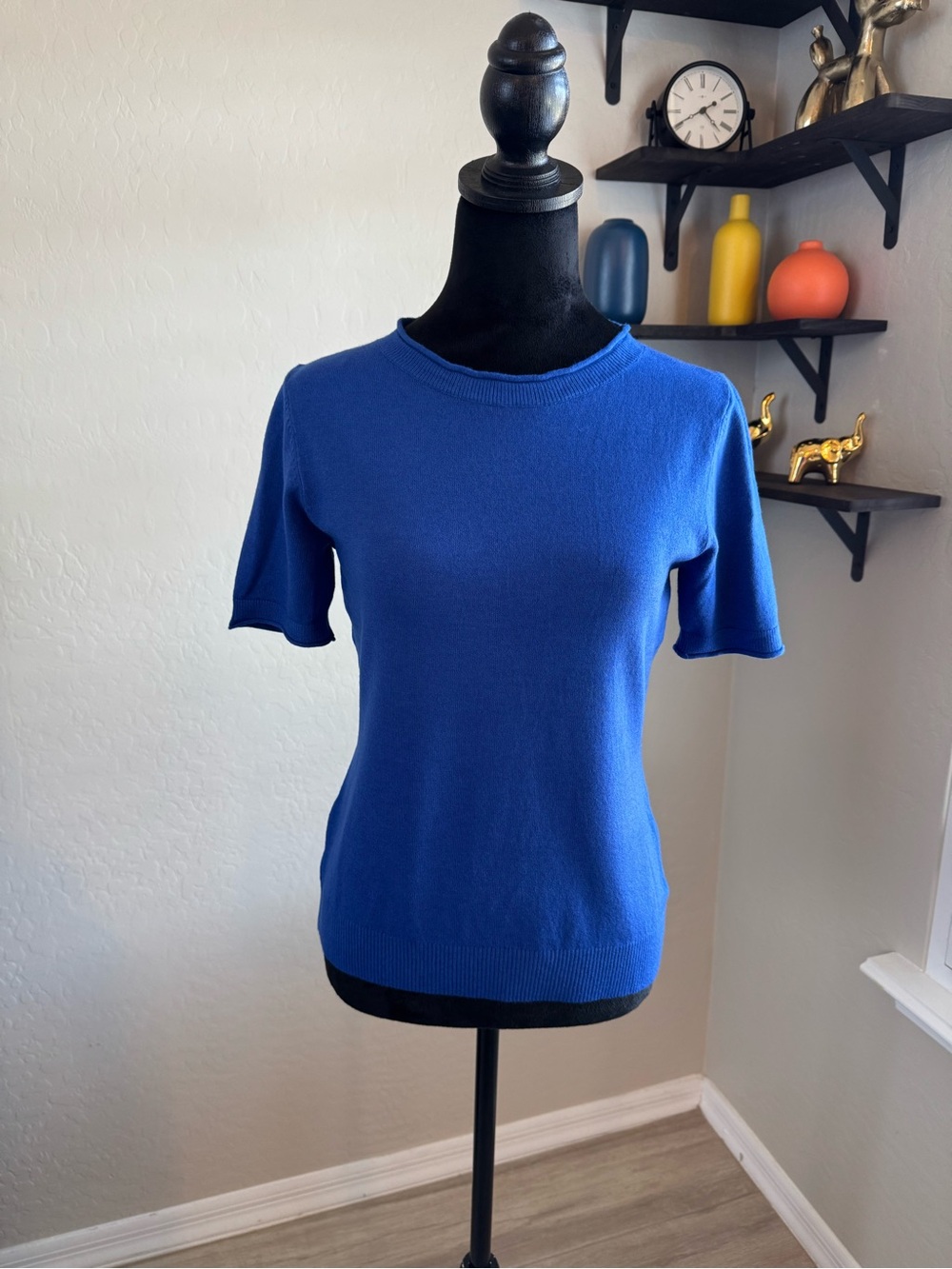 Milano Cobalt Blue Short-Sleeve Crewneck Sweater